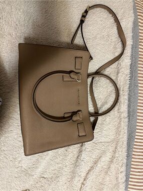 Michael Kors Brown Saffiano Satchel with Top Handles and Crossbody Strap